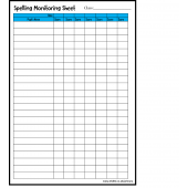 Free Spelling Monitoring Sheet